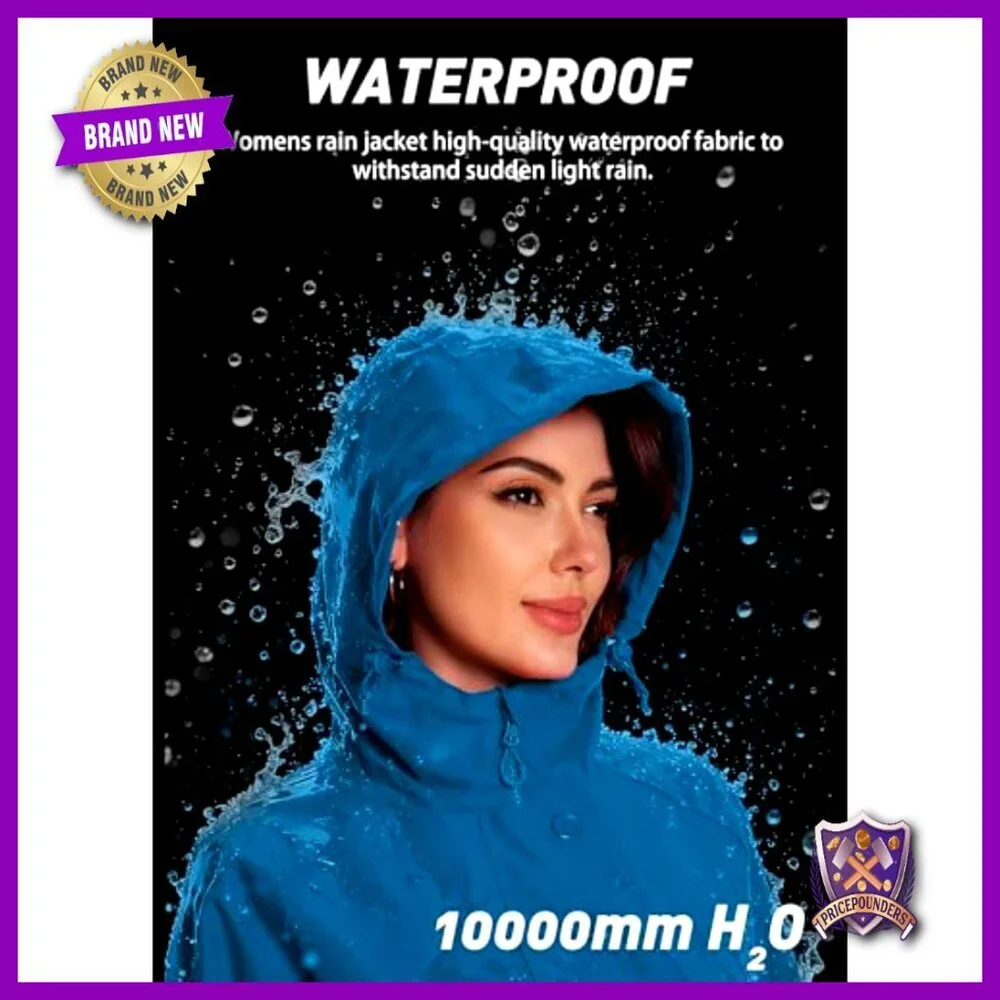 Waterproof Trench Raincoat Hooded Breathable Windbreaker Midi Length Adjustable